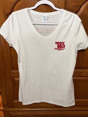 Coyote Ugly Bar Nashville White V-Neck Tee with Red Logo